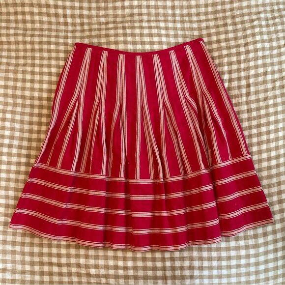 Talbots Dresses & Skirts - Talbots Red and White Striped A-Line Pleated Knee-Length Skirt Size 8 Petite